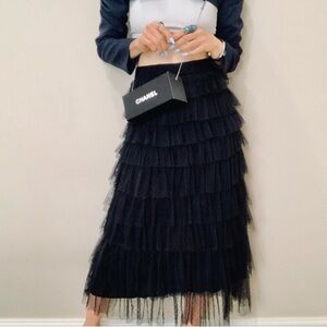 Black Lace Midi Skirt